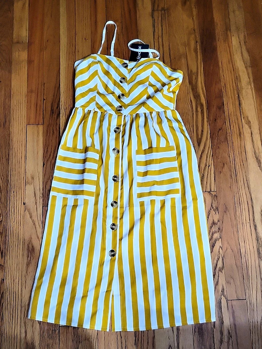 Style&Co Striped Midi Dress in Yellow & White Size Medium NWT